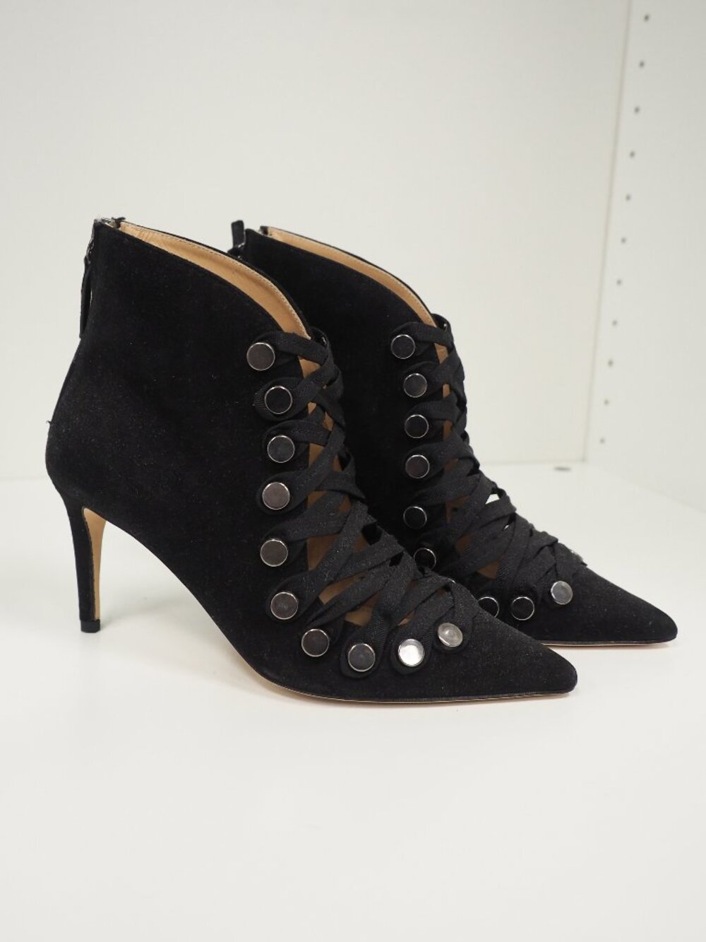 Chelsea Paris Suede & Studded Lace-Up Booties